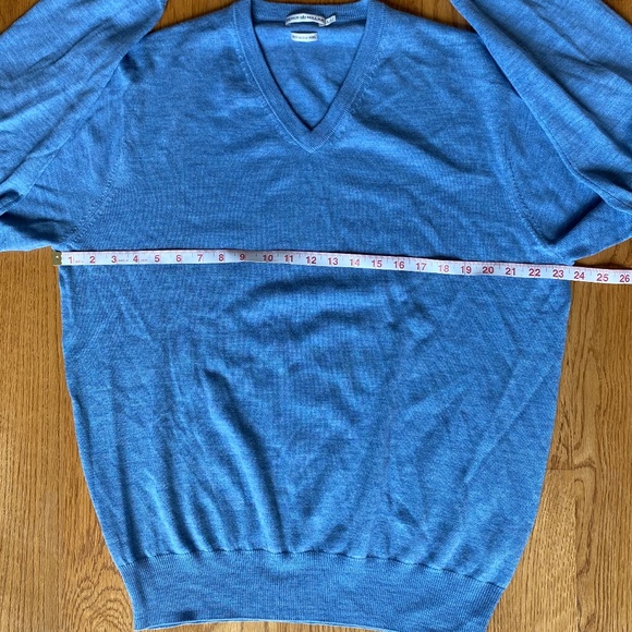 Peter Millar V-Neck Sweater long sleeve merino wool blue Large - Picture 5 of 16